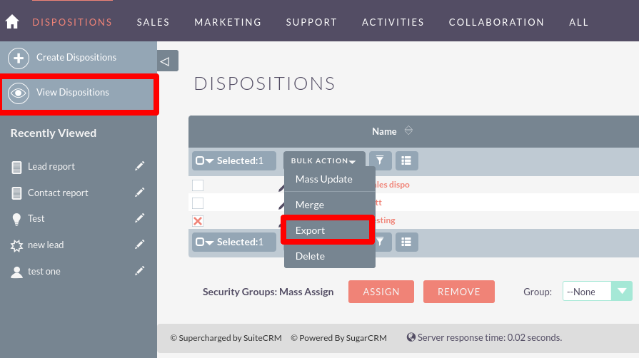Export-Disposition-from-SuiteCRM