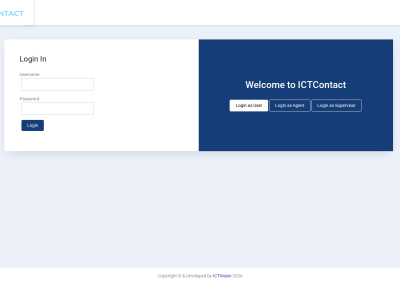 ICTContact login page
