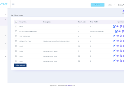 ICTContact CRM lead groups