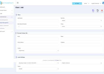 ICTContact admin client add